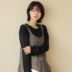 빼빼 여성용 기모안감 루즈핏 기본 스판 티셔츠