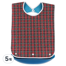 로시테라 성인용 방수 턱받이, S 레드체크 + 실리콘, 5개