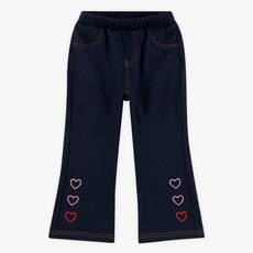 WALTONKIDS 女童愛心牛仔彈性刷毛靴型褲