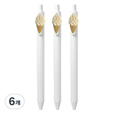 可愛零件 軟冰淇淋甜筒中性筆 0.5mm, 6個, 香草