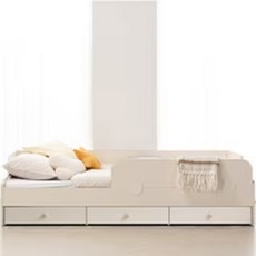 리바트 꼼므주니어 자녀가구 수납 침대 + 가드 + 매트리스 세트 방문설치, 화이트