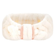 AHOYE 玫瑰金扣束洗臉髮帶 米白色 柔軟親膚, 1個