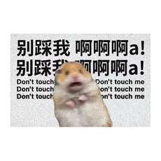 臥室地墊 PVC材質 矩形, 別踩我 驚嚇倉鼠 白色