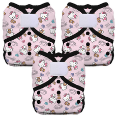 THiRSTiES 魔鬼氈防水尿布兜 SANRIO聯名款 適用於1 (3-8kg) 100%聚酯纖維, Hello Kitty Dear Bear, 3件