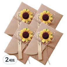 花卉裝飾感性信紙4入 + 向日葵4入組, 2套, 混合顏色