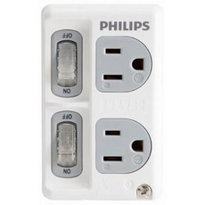 PHILIPS 飛利浦 台灣公司貨 節能開關 2開2插分接式插座 CHP3020W/96, 99mm, 白色, 1個