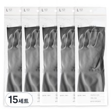 생활공작소 일반형 고무장갑, 그레이, 대(L), 15개