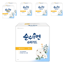 순수한면 팬티라이너, 슈퍼롱, 70개입, 6개
