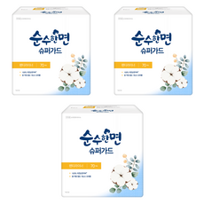 순수한면 팬티라이너, 슈퍼롱, 70개입, 3개