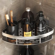 無痕貼 加厚款三角架 太空鋁浴室收納層架 免打孔, 銀色, 2組