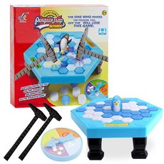 대형 펭귄트랩 얼음깨기 보드게임, 혼합 색상, 1개