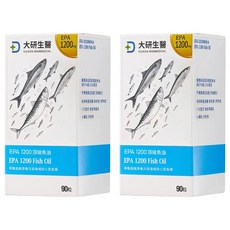 大研生醫 EPA 1200頂級魚油軟膠囊 rTG型式好吸收 Omega-3 100%純魚油, 705mg, 90顆, 2盒