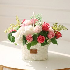 MORIANN 香皂花感恩之心花籃, 1個, 粉紅色