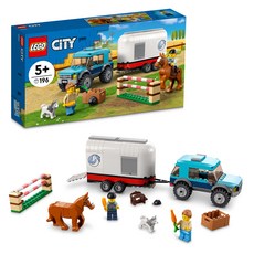 樂高 LEGO 60327 城市系列 馬匹運輸車模型組，內附休旅車、跳欄、人偶及小動物，互動式拼砌體驗，享受騎馬的樂趣, 1盒