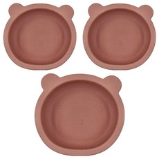 矽膠吸盤小熊碗 300ml, 焦糖橘色, 3個