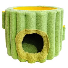 T.N.A. 悠遊 喵仙兒 劍麻樹洞貓窩 玩睡一體劍麻 可愛貓窩 柔軟面料觸感 陽密樹洞式設計 劍麻不掉屑 底部防滑墊, 39.5 x 39.5 x 32.5cm, 仙人掌, 1個
