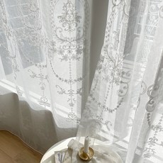 CARREDECO Fleur Sheer 蕾絲窗簾 2入, 白色