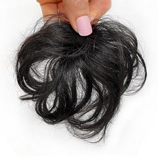 SenseModni 優質真髮波浪頭頂蓬鬆局部假髮, 1組, 黑色