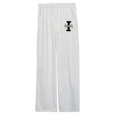 플랜데이 여성용 베이직 밴달스 레터링 와이드 트레이닝 팬츠