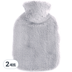 生活愛讚 刷毛保溫熱水袋 熱敷袋 麻灰色 1000ml, 2套