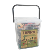 TERRA BY BATTAT 史前世界 情境桶, 60種恐龍與環境模型，精緻仿真作工，附把手收納箱, 1桶