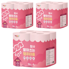 Tamsaa 拋棄式水洗紙抹布 粉色, 4捲, 3包