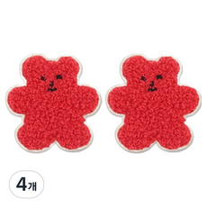 Button King 東大門鈕扣王 熱接著式刺繡動物絨毛果凍熊布貼, 4個, 紅色