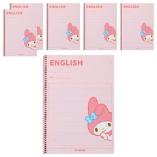 산리오 원링노트 영어 v1 마이멜로디, 핑크, 6개