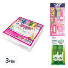 JONG IE NARA 13000花紋色紙盒裝 300張+Kokuyo SAXA飛蓋剪刀 粉色+膠水 15g*2入組, 3套, 30 種顏色