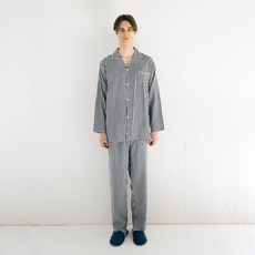 테라우드 남성용 통기성 심플체크 긴팔 잠옷 세트