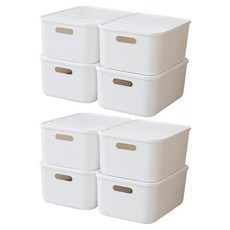 BONOHOUSE 收納箱 食品儲藏室整理盒, 8個, 白色, M(264 x 372 x 162 mm)