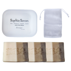 Sophie Savon 蘇菲皂 闔家平安旅行組合 平安皂3顆 + 肥皂盒 + 網袋, 20g, 3個