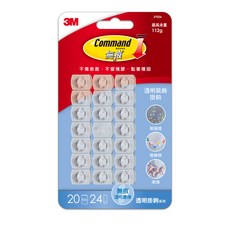 3M Command 無痕 裝飾用掛鉤 37026 20入, 透明, 1組