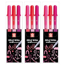 GELLY ROLL 月光中性筆 1.0mm 3入組 A, 3套, 螢光朱紅, 螢光粉紅, 玫瑰