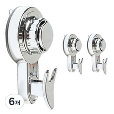 마켓감성 흡착 후크 걸이, 실버, 6개