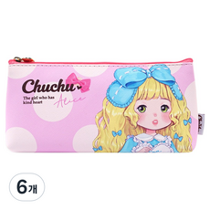 포포팬시 츄츄 캐릭터 빅도트 필통 파우치, 핑크, 6개