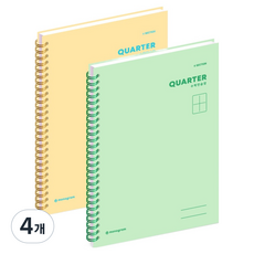 위드나 모노그램 1/4 QUARTER 그리드 수학연습장 2종 세트, 옐로우(mg-0075), 그린(MG-0076), 4개