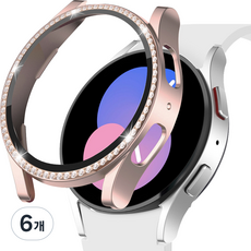 이츠라이프 갤럭시워치 큐빅 강화유리 풀커버 케이스 44mm, 로즈골드, 6개