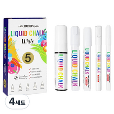 Dong-A PMS 可擦拭液體粉筆白色筆5件組, 白色, 4套