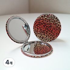滿月 2 倍放大折疊豹紋可逆手鏡, 4個, 混色