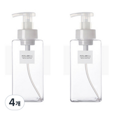 Jamil簡約泡泡按壓瓶空瓶 450ml, 4個, 透明