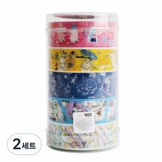 kumhong 嚕嚕米紙膠帶5入組 15mm x 6m, 混合顏色, 2套