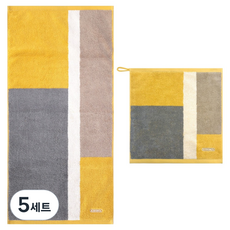 송월타올 컬러에이드 세면수건 180g 30수 코마사 + 고리수건 55g 30수 코마사 세트, 옐로우, 5세트