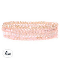 Homesell 瑜珈冥想彈力手鍊 粉紅色 18cm, 4個