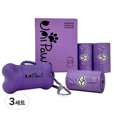유니포스 옥수수전분 손잡이 배변봉투 3롤 + 케이스 세트, 랜덤 발송, 45개입, 3세트