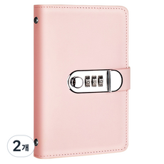 코오미 현금 저축 바인더 잠금 비밀번호 다이어리 5W0858, 핑크, 2개