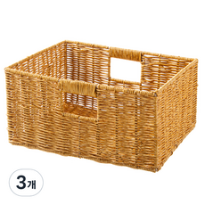 코멧 홈 내츄럴 라탄 패턴 사각 바구니 L, 3개