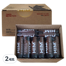 HIM 힘 알카라인 벌크 AA 18p + AAA 16p, 2세트