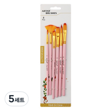 데비아트 水彩油畫畫筆6件組 粉紅色, 5套, 0號, 2號, 4號, 6號, 8號, 10號