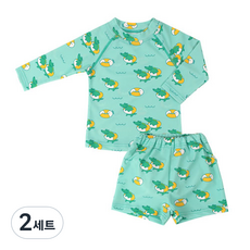 Babyan 孩童泳衣+游泳尿布褲套組 泳圈鱷魚款, 泳衣L+尿布褲L, 2套